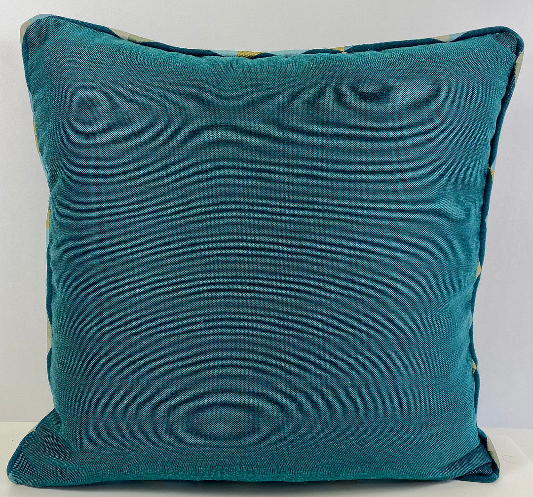 Luxury Outdoor Pillow - 22" x 22" - Harlequin - Teal; Sunbrella, or equivalent, with fibre fill