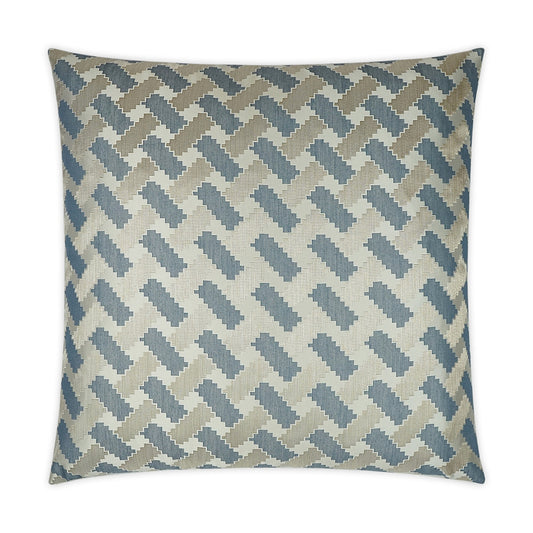 Luxury Pillow -  24" x 24" -  Atlantic-Horizon; Basketweave pattern of stone and silver grey