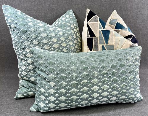 Luxury Pillow - 24" x 24" - Bassey Seafoam; Seafoam chenille in a beautiful diamond jacquard pattern