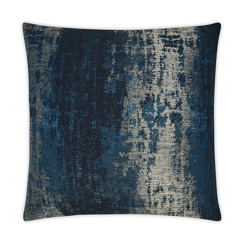 Luxury Pillow -  24" x 24" - Aurora-Midnight: Midnight blue and silver scrubbed together for a weathered look.