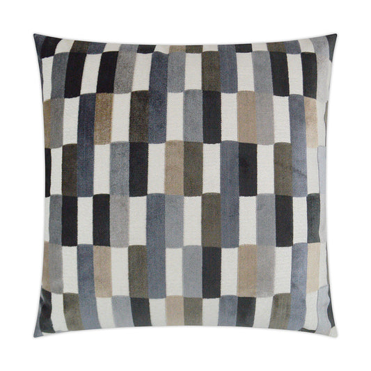 Luxury Pillow - 24" x 24" - Mod Pop - Granite; Rectangles of taupe, brown and black