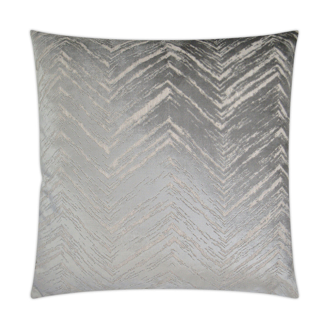 Luxury Pillow -  24" x 24" -  Zermatt-Silver; Chevrons of light grey/silver across a velvet base