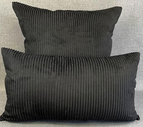 Luxury Lumbar Pillow – 24" × 14" – Corduroy Black