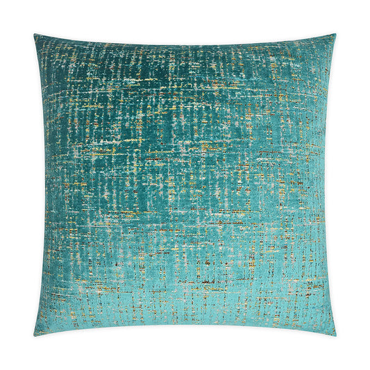 Luxury Pillow -  24" x 24" -  Moonstruck-Peacock; Teal chenille interwoven with lime and gold