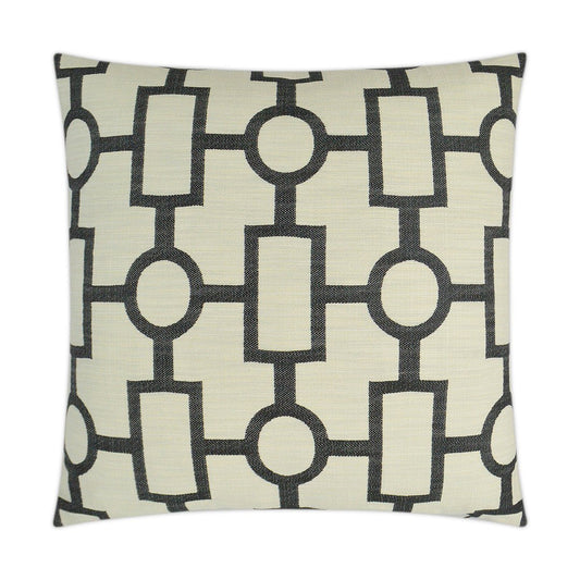 Luxury Pillow -  24" x 24" - Ellington Black; embroidered geometric pattern in black over a white background on both sides.