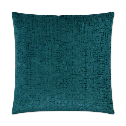 Luxury Pillow - 24" x 24" - Tetris-Peacock; Deep chenille in dark emerald with black hashing