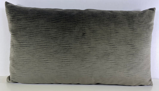 Luxury Lumbar Pillow - 24" x 14" - Stream-Granite; Solid smooth wavy fabric of dark gray