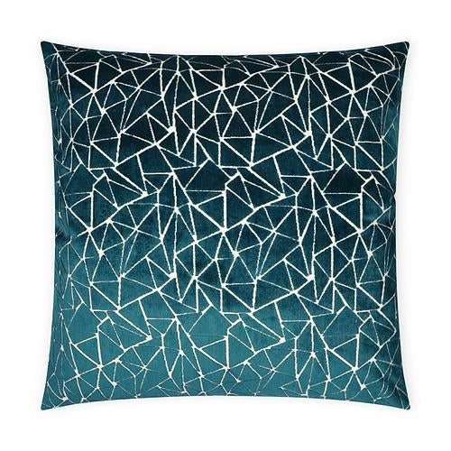 Luxury Pillow -  24" x 24" - Finale-Teal; Sculptured triangles is a stunning velvet