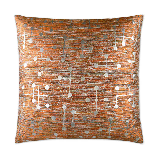 Luxury Pillow - 24” x 24” - Morse Copper; Silver mid-century modern design over a copper background