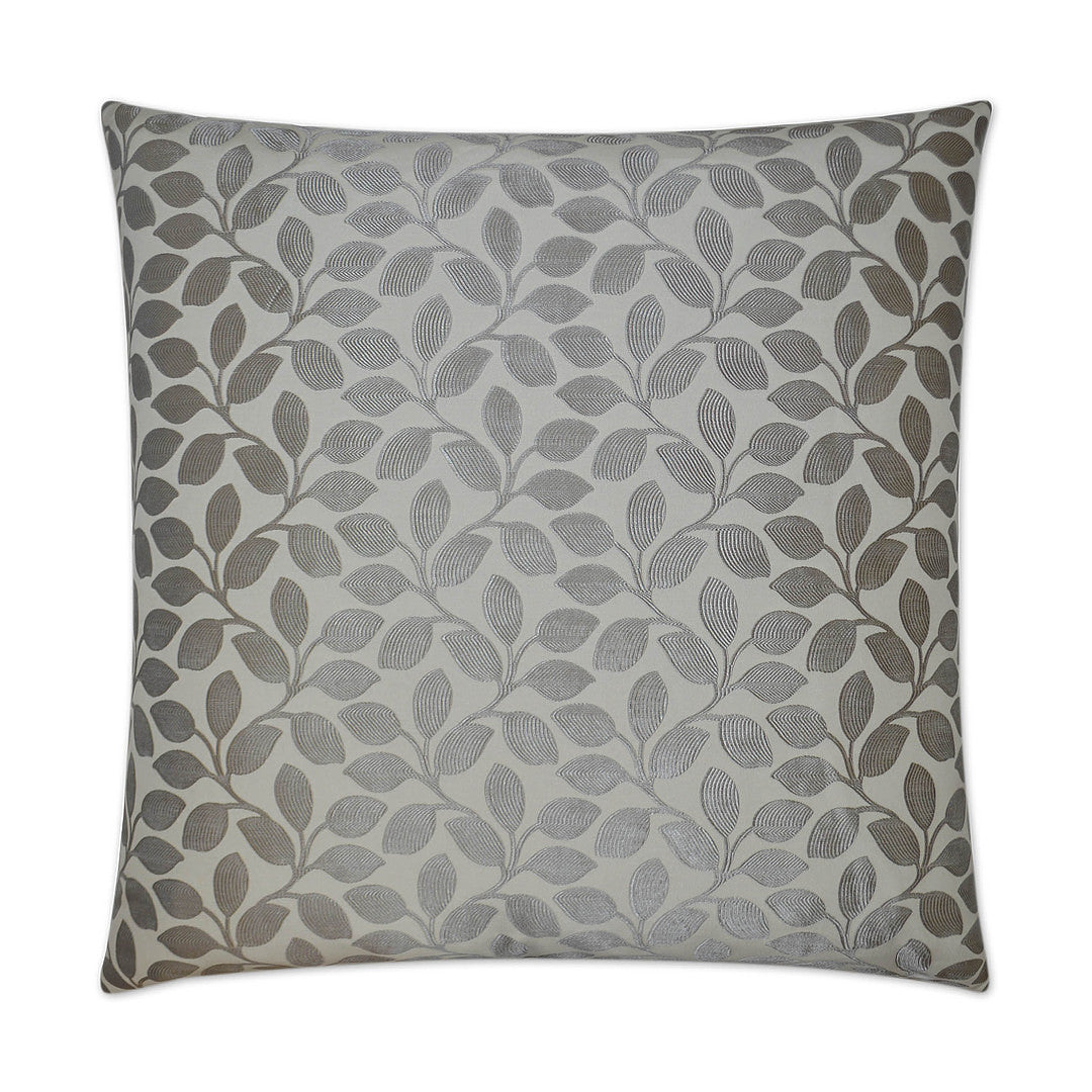 Luxury Pillow - 24" x 24" - Foliage-Platinum; Shiny silver botanical pattern over a cream background
