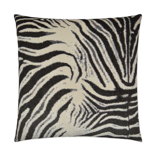 Luxury Pillow - 24” x 24” - Zebrana - Charcoal; Chenille fabric of charcoals & cream