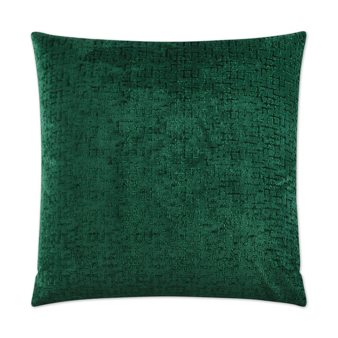 Luxury Lumbar Pillow - 24" x 14" -  Tetris Emerald; Deep chenille in dark emerald with black hashing