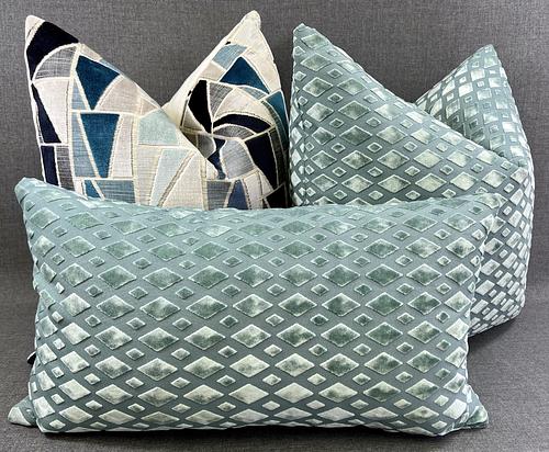 Luxury Pillow - 24" x 24" - Bassey Seafoam; Seafoam chenille in a beautiful diamond jacquard pattern