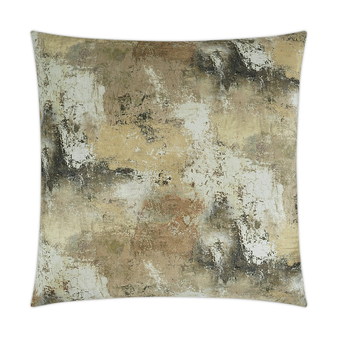 Luxury Pillow -  24" x 24" -  Reverie Topaz; Butter, ivory and dark kakhi scrubbed on a velvet base