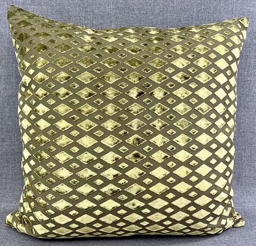 Luxury Pillow - 24" x 14" - Bassey Moss; Solid green in a basketweave diamond pattern