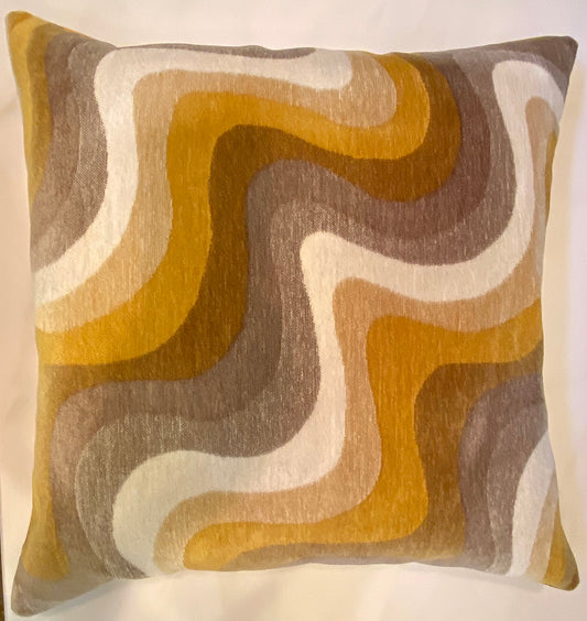 Luxury Pillow - 24" x 24" - Saffron Swirl; Dramatic swirl pattern of gold, taupe, cream and tan