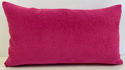 Luxury Lumbar Pillow - 24" x 14" - Pasadena Lumbar-Pink; Bright pink solid with a dotted pattern in the soft fabric.