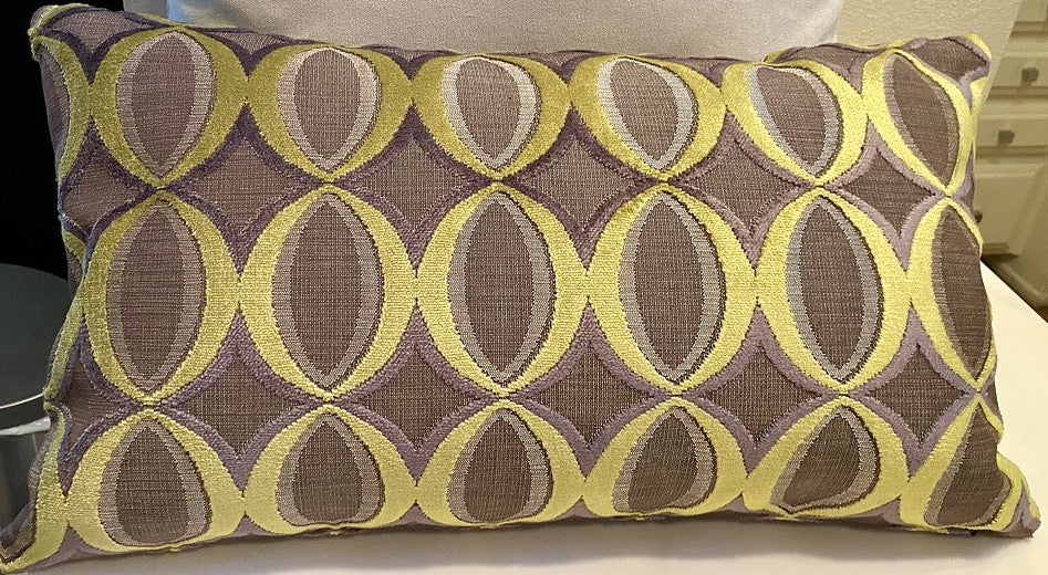 Luxury Lumbar Pillow - 24" x 14" - Sinatra Lumbar-Lime; Ovoids of lime on a brown base