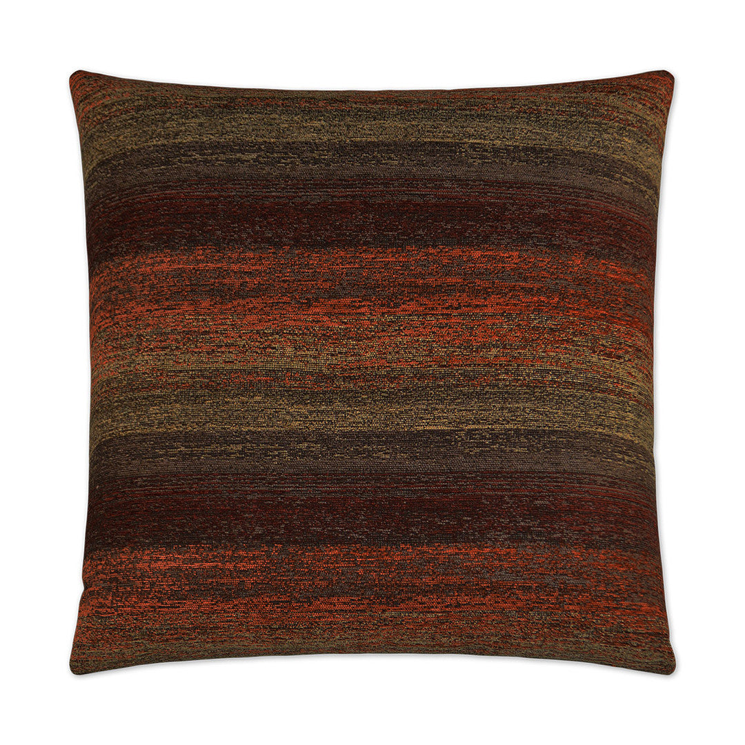 Luxury Pillow -  24" x 24" - Landscape; Chenille in an array of spicy colors woven in horizontal stripes