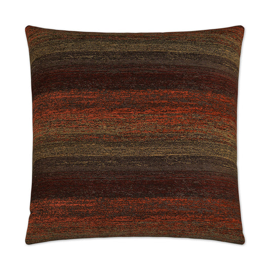 Luxury Pillow -  24" x 24" - Landscape; Chenille in an array of spicy colors woven in horizontal stripes