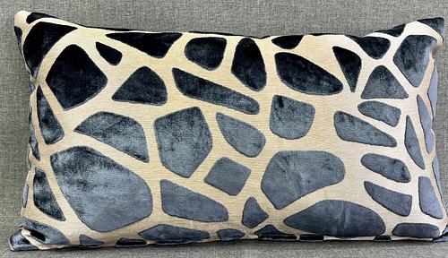 Luxury Lumbar Pillow - 24" x 24" - Slate Blue Blue Geometric Shapes On A Silver Base