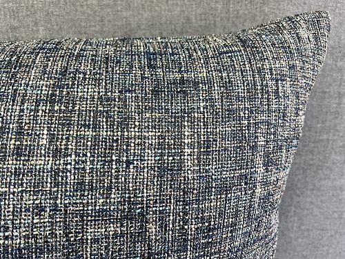 Luxury Pillow - 24” x 24” - Blue Medley; Textured fabric of blues, cream, yellow and teal.