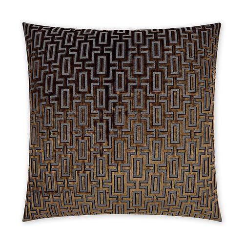 Luxury Pillow - 24” x 24” - Bergman-Midas; Charcoal and copper geometric pattern on textured fabric