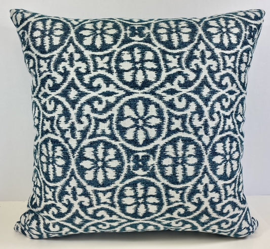 Luxury Outdoor Pillow - 22" x 22" - Litchfield - Pacific; Sunbrella, or equivalent, fabric with fiber fill