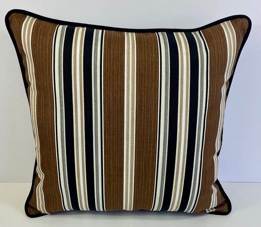 Luxury Outdoor Pillow - 22" x 22" - Montecito - Stripe; Sunbrella, or equivalent, fabric with fiber fill