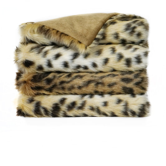 Luxury Faux Fur Throw -  52" x 62" -  Bobcat; Fantastic faux fur throw with velvet backing