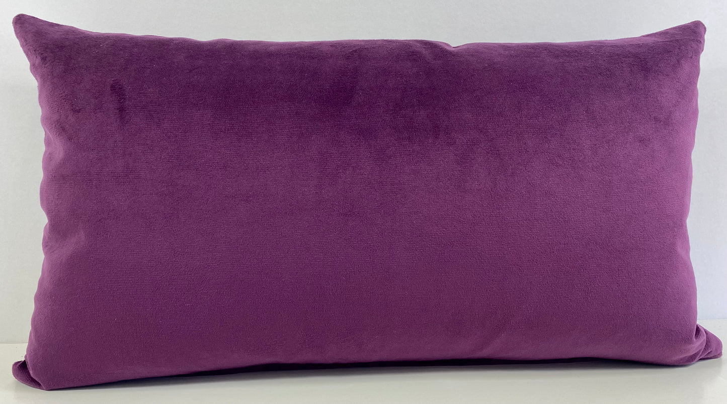 Luxury Lumbar Pillow - 24” x 14” - Belvedere - Royal Purple; Purple solid in a creamy smooth velvet fabric