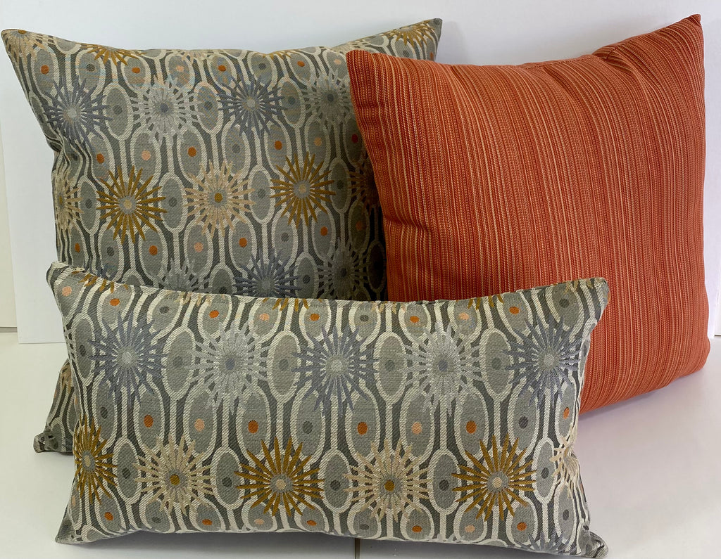 Luxury Outdoor Lumbar Pillow - 22" x 12" - Ecliptic Sun; Sunbrella, or equivalent, fabric with fiber fill