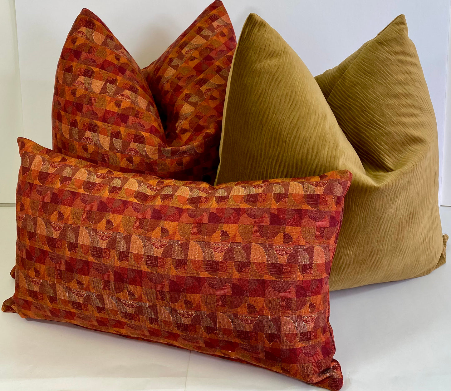 Luxury Lumbar Pillow - 24" x 14" - Zanzibar Sunset; Beautiful shades of orange and red with hints of gold