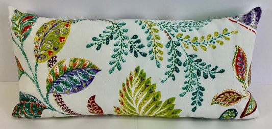 Luxury Outdoor Lumbar Pillow - 22" x 12" - Autumn Leaves; Sunbrella, or equivalent, fabric with fiber fill