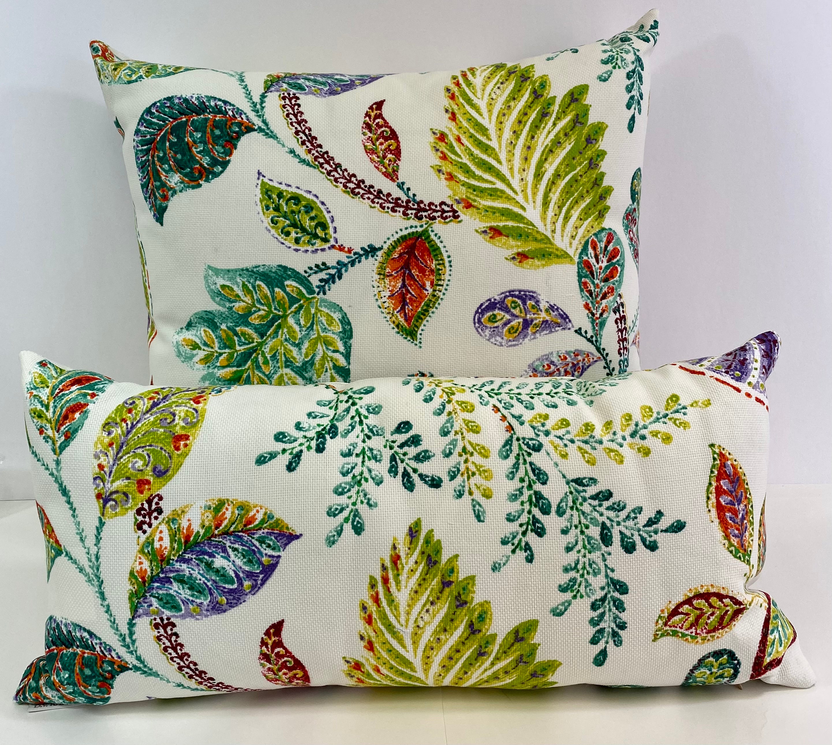 Luxury Outdoor Lumbar Pillow - 22" x 12" - Autumn Leaves; Sunbrella, or equivalent, fabric with fiber fill