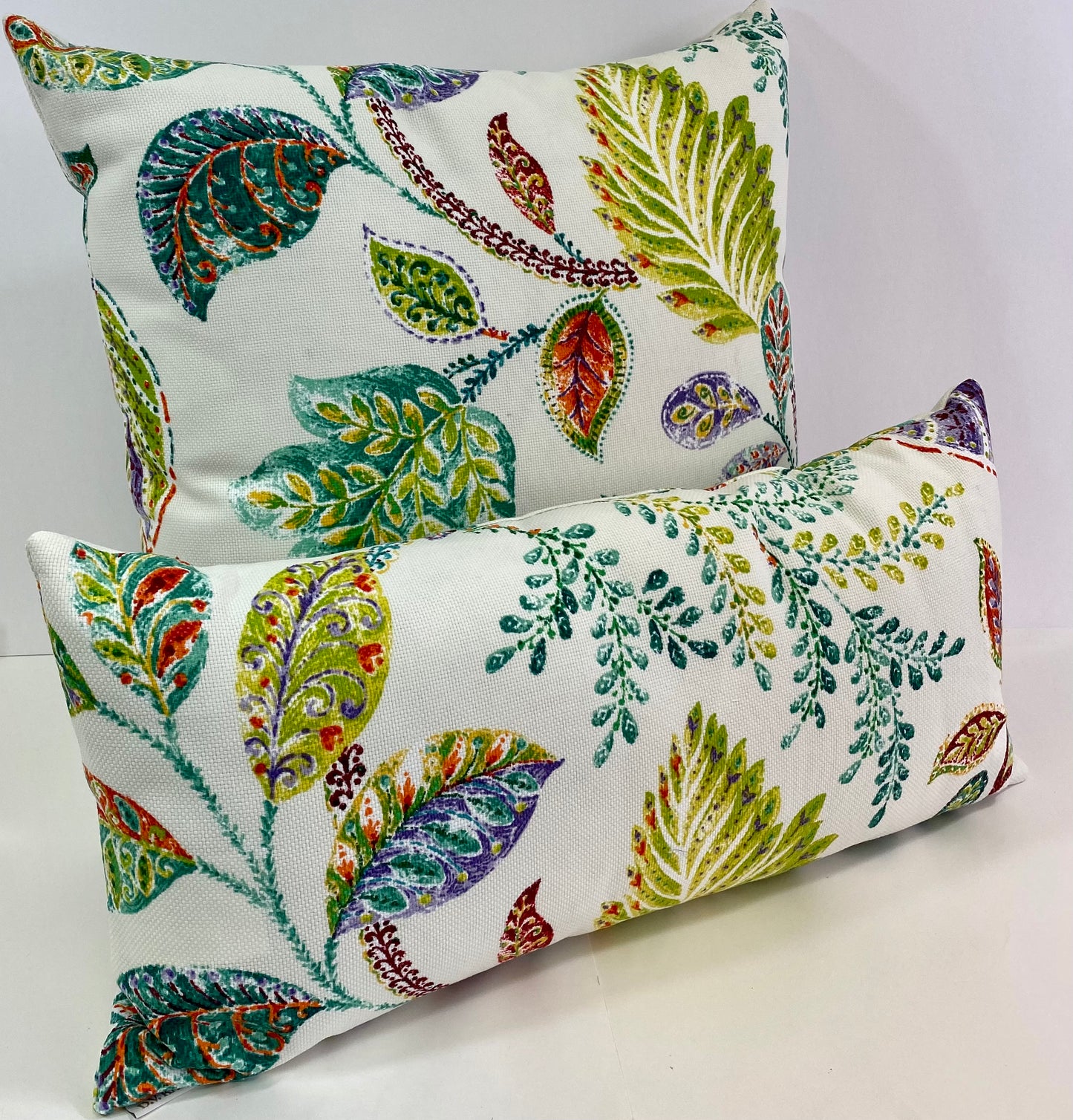 Luxury Outdoor Lumbar Pillow - 22" x 12" - Autumn Leaves; Sunbrella, or equivalent, fabric with fiber fill