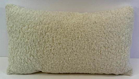 Luxury Lumbar Pillow - 24" x 14" -  Poodle Ivory; Poodle like hair fiber, very soft to the touch.