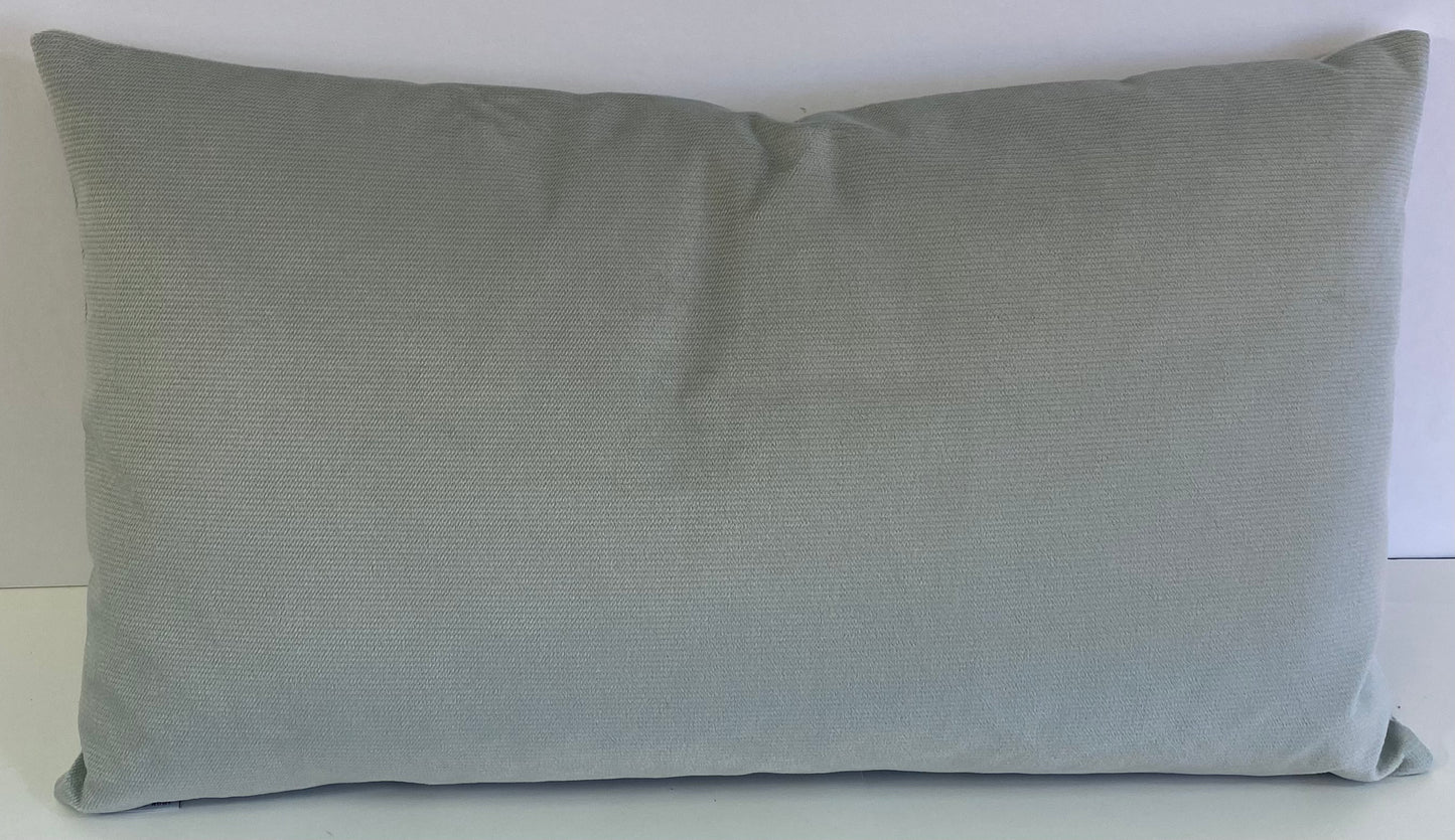 Luxury Lumbar Pillow - 24" x 14" - Belvedere-Glacier; Smooth velvet solid in an icy light blue