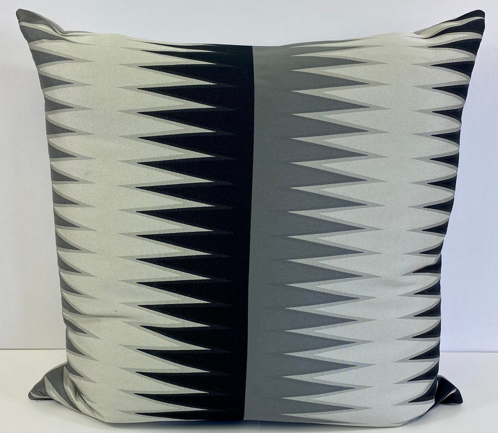 Luxury Pillow - 24" x 24" - Vamanos Ebony Black And Grey Patterns With A Cream Background