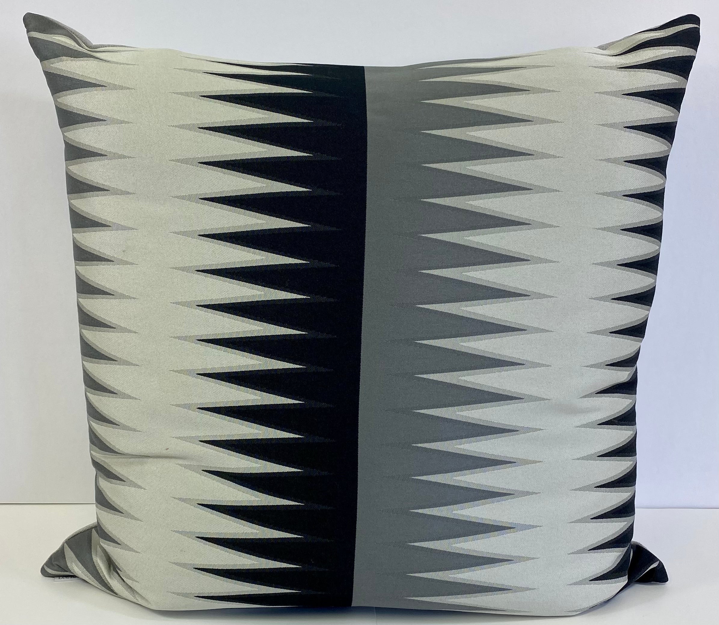 Luxury Pillow - 24" x 24" - Vamanos Ebony Black And Grey Patterns With A Cream Background