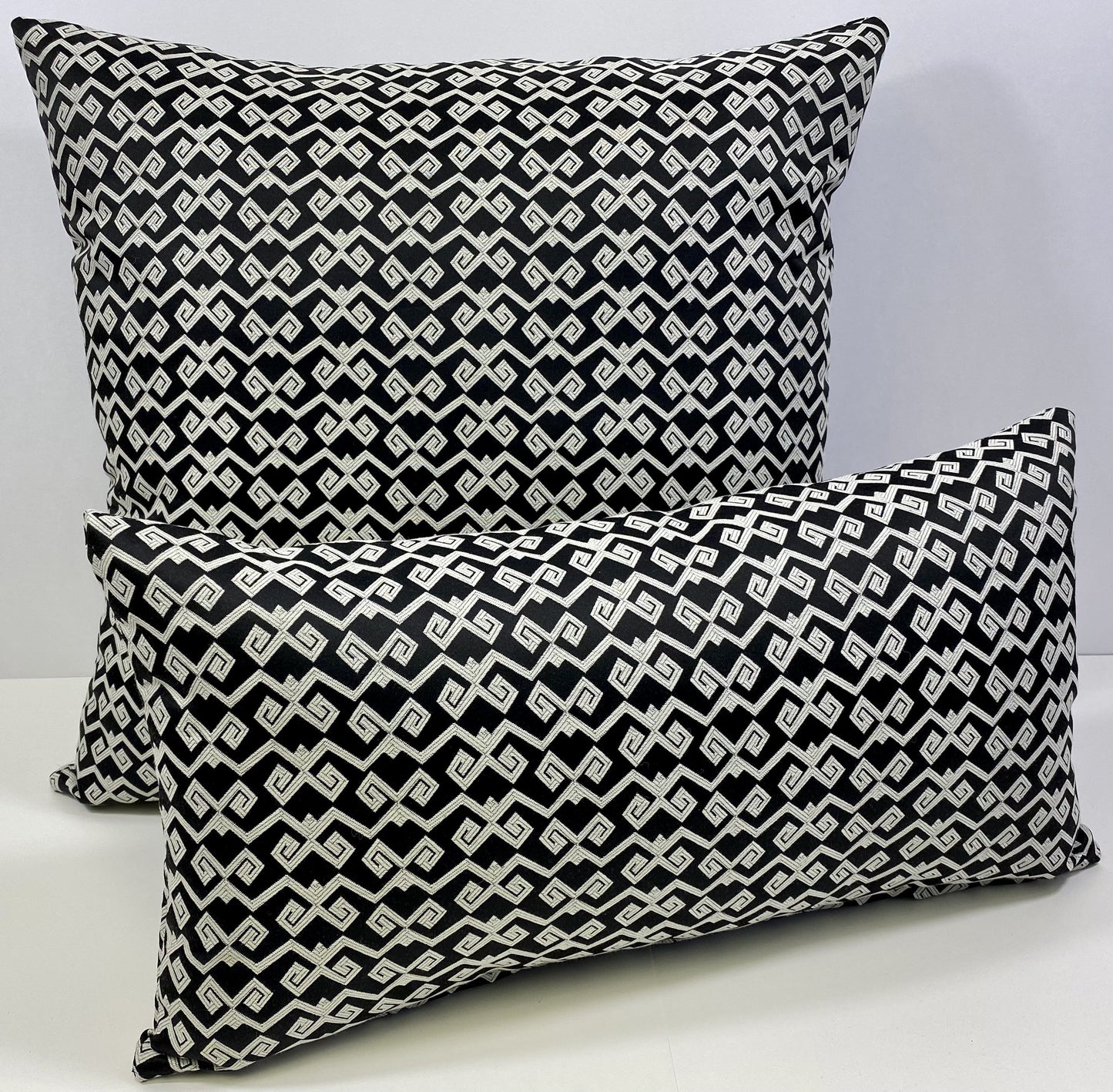 Luxury Outdoor Lumbar Pillow - 22" x 12" - Malibu - Black; Sunbrella, or equivalent, fabric with fiber fill