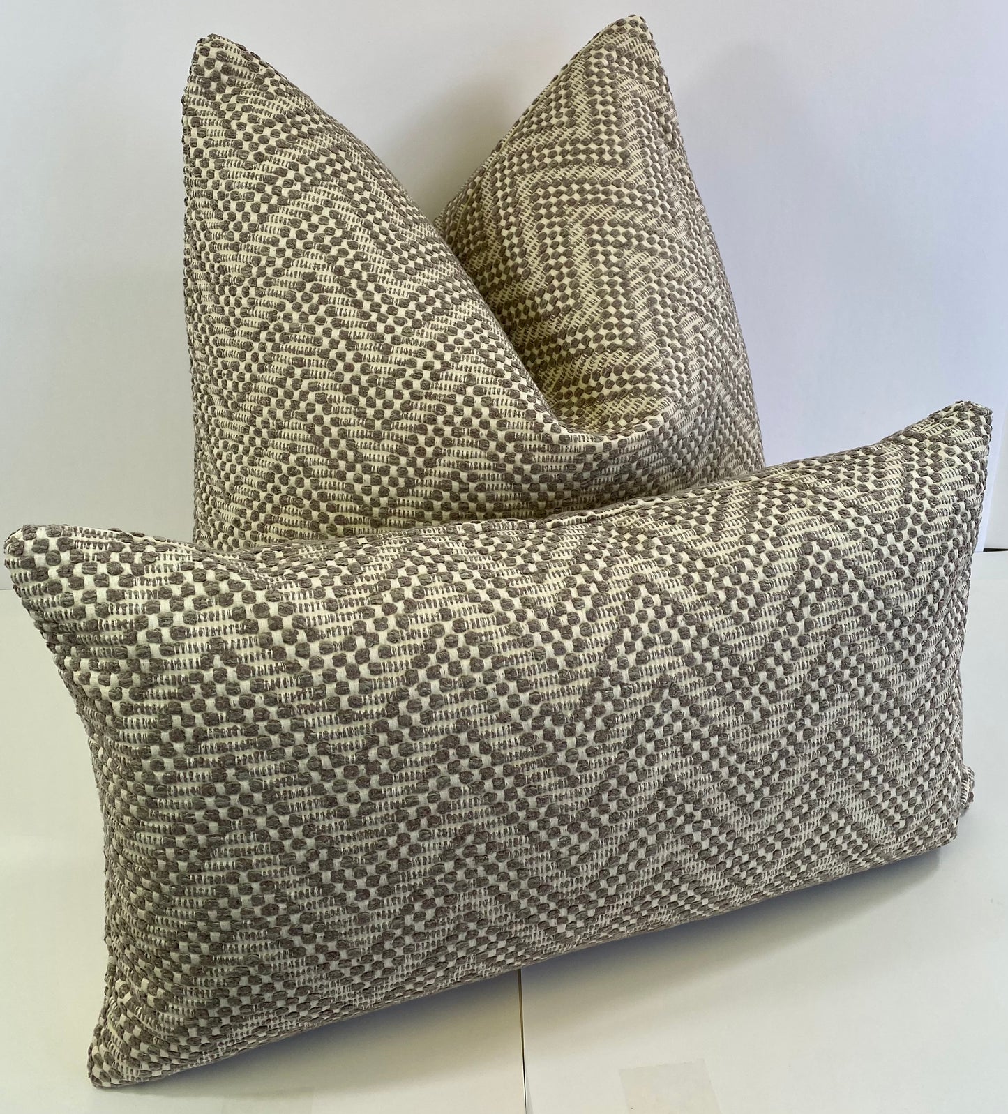 Luxury Lumbar Pillow - 24" x 14" - Mountain Hill; Deeply textured fabric with a zig zag across the pillow