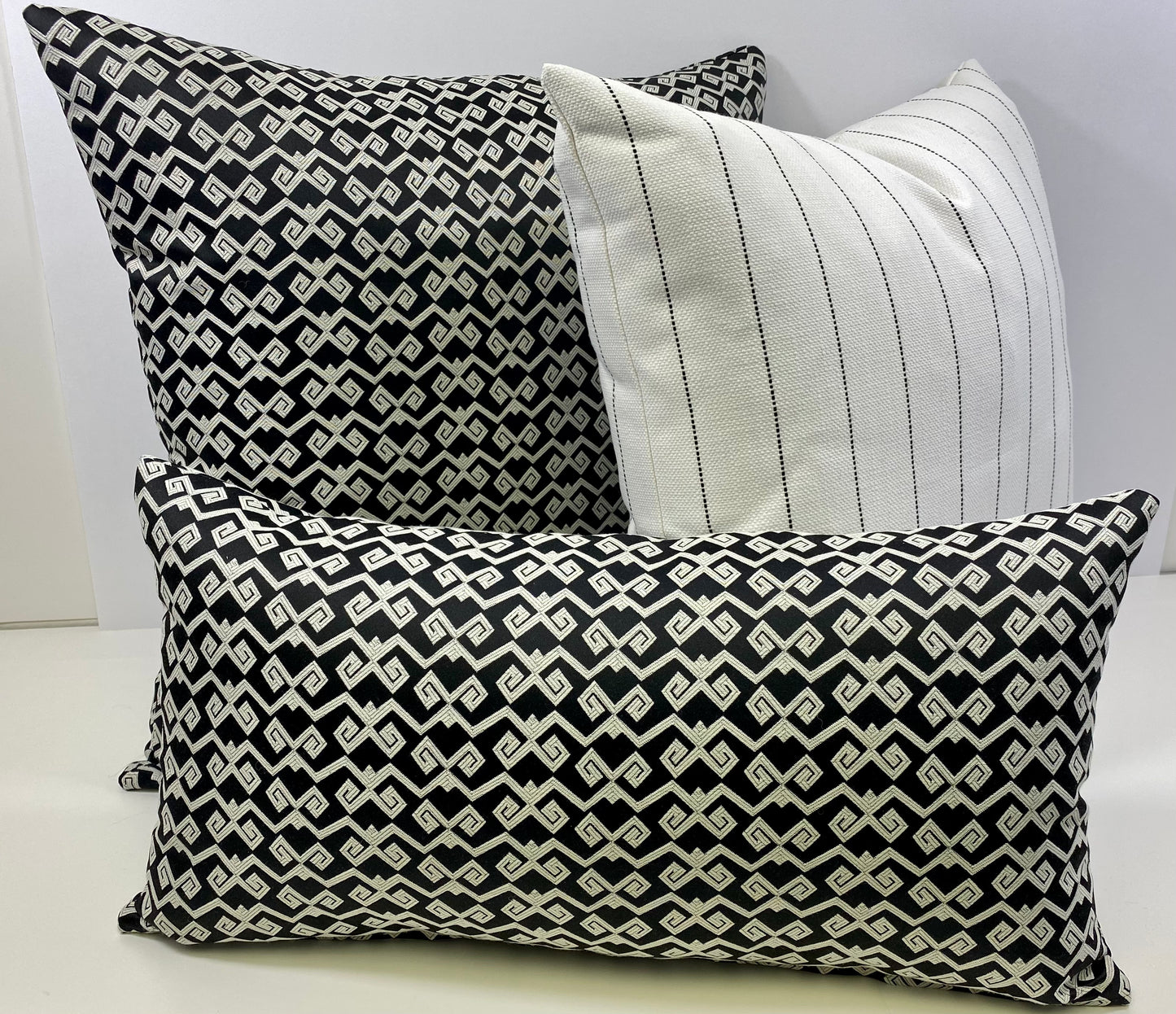 Luxury Outdoor Pillow - 22" x 22" - Malibu - Black; Sunbrella, or equivalent, fabric with fiber fill