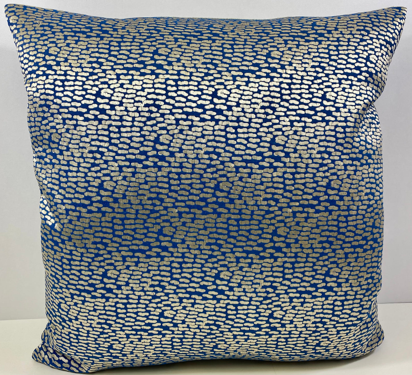 Luxury Pillow -  24" x 24" - Pebble Beach;  silver geometric shapes on a blue base