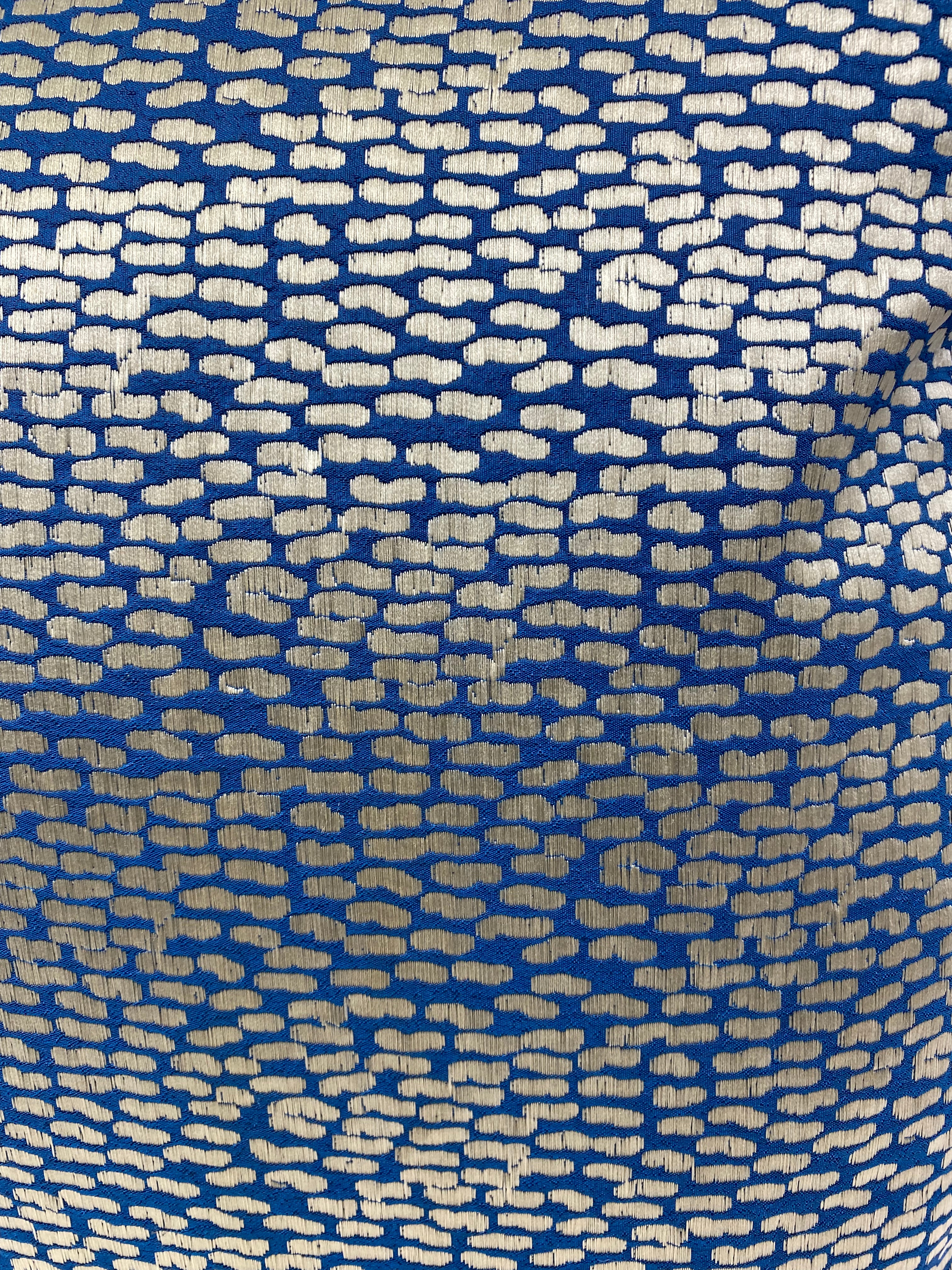Luxury Pillow - 24" x 24" - Pebble Beach A Shimmer Of Woven Silver On A Cobalt Blue Base