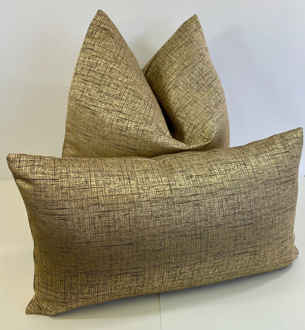 Luxury Lumbar Pillow - 24" x 14" - Bristol Gold; Gold and Champagne velvet