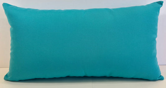 Luxury Outdoor Lumbar Pillow - 22" x 12" - Saint Kitts - Aqua; Sunbrella, or equivalent, fabric with fiber fill