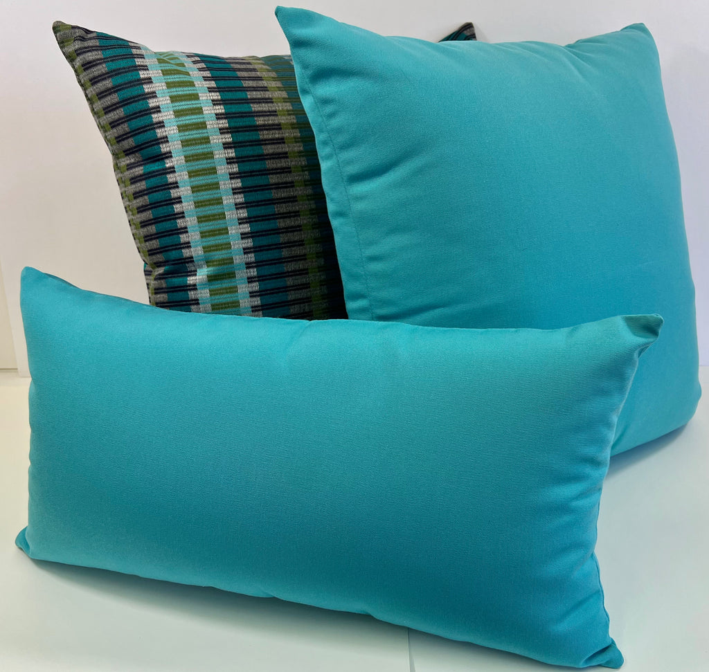 Luxury Outdoor Lumbar Pillow - 22" x 12"- Saint Kitts Aqua