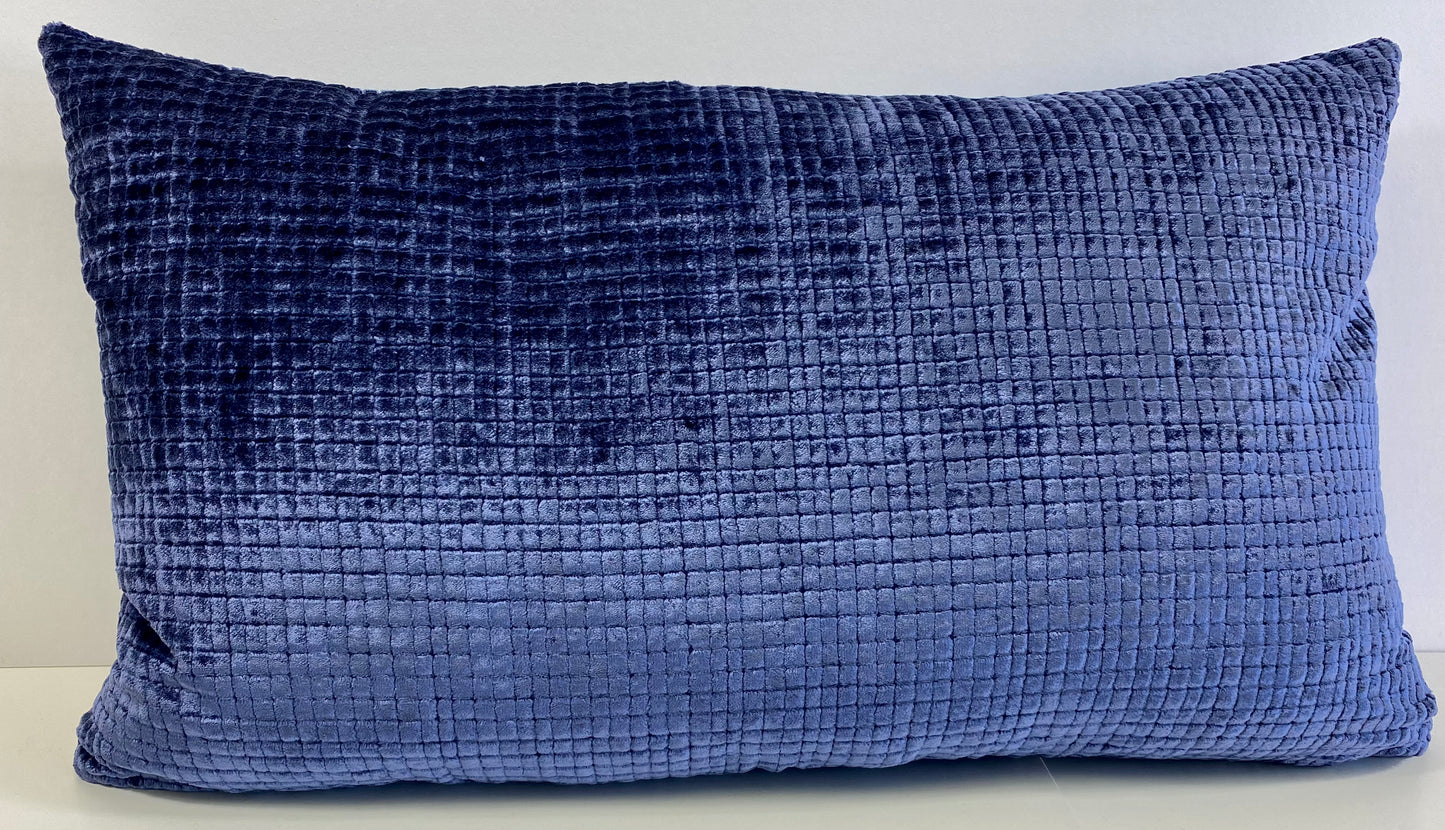 Luxury Lumbar Pillow - 24" x 14" -  Opulence - Midnight; Small squares woven in a thick chenille