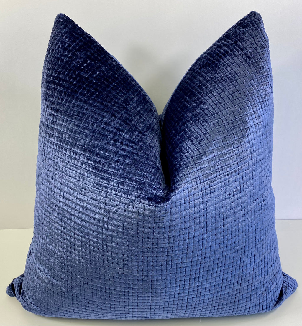 Luxury Pillow - 24" x 24" - Opulence Midnight Small Squares Woven In A Thick Chenille